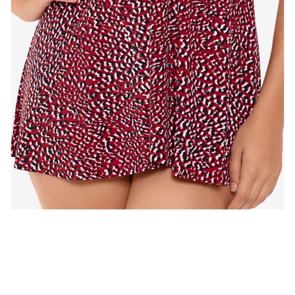 SWIM SOLUTIONS Women's Red Stretch Tummy Control Flyaway Sweetheart Swimdress 22 - Picture 12 of 16